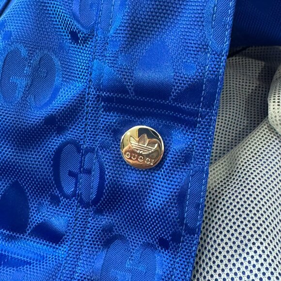 GUCCI X ADIDAS Blue Monograms Women's Bomber Sport Jacket Made in Italy "42" - Picture 9 of 15